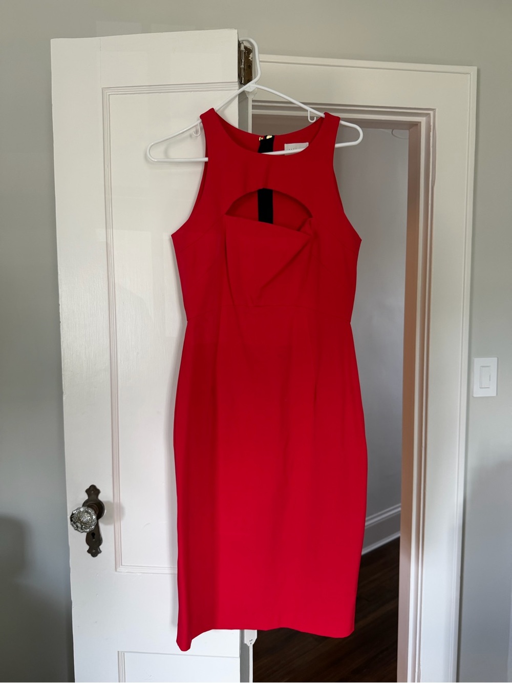 Milly Red Midi Dress with Front Cutout